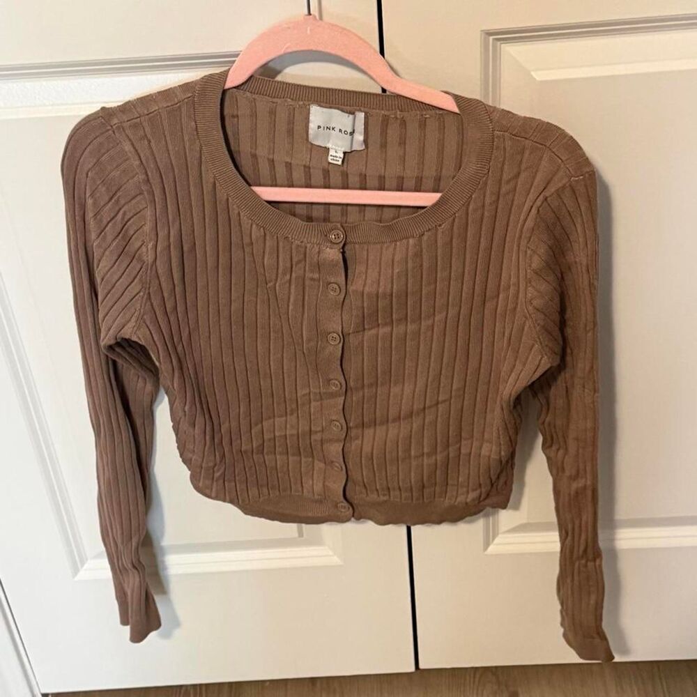 Pink-rose Women's Brown and Tan Cardigan